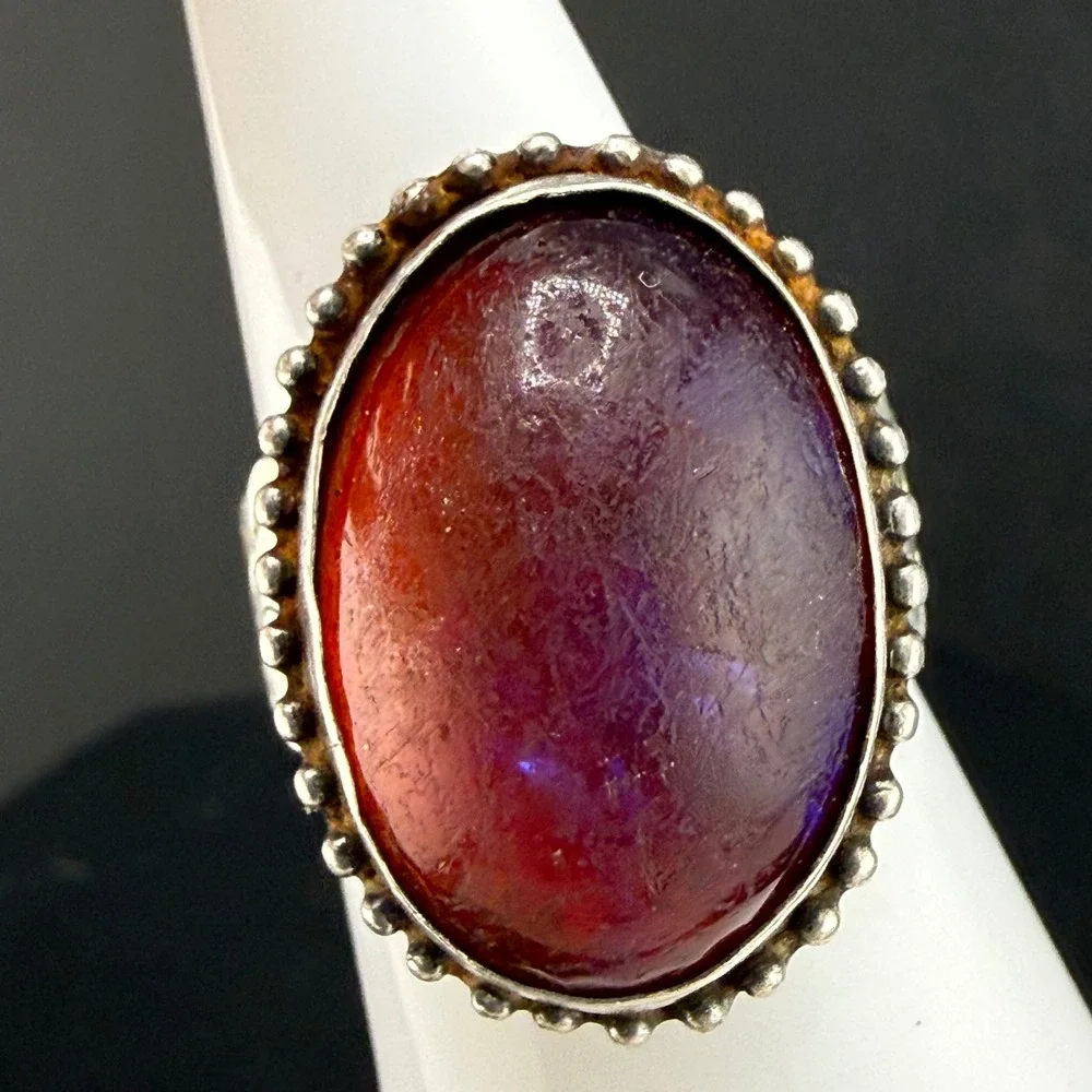 Vintage Ring Dragons Breath Sterling Silver Fred Harvey Era Purple Red Size 7